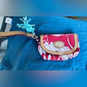 Tommy Hilfiger Red and White Floral Wristlet